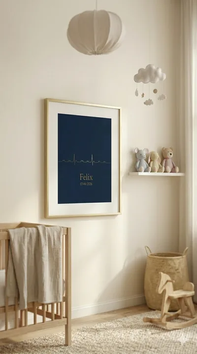 Gold foil heartbeat waveform print